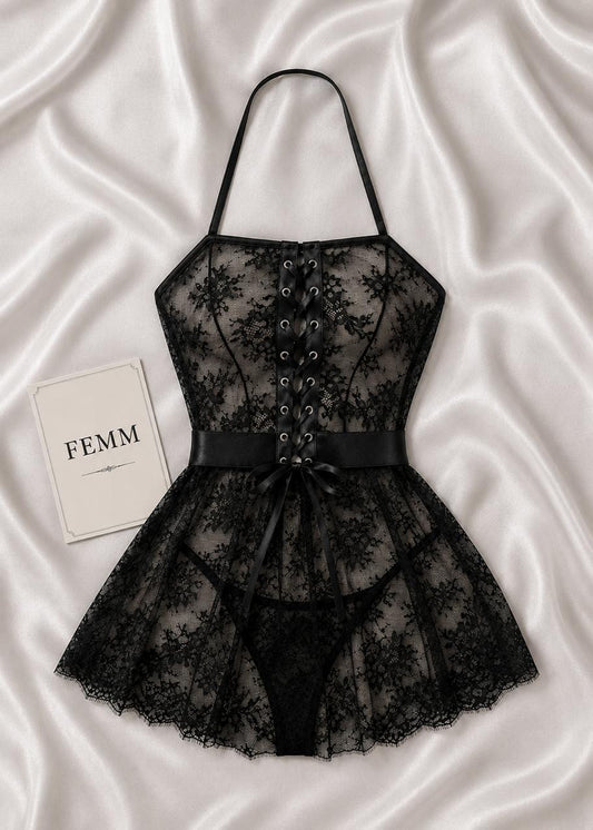 FEMM Black Dantelle دانتيل اسود لانجيري